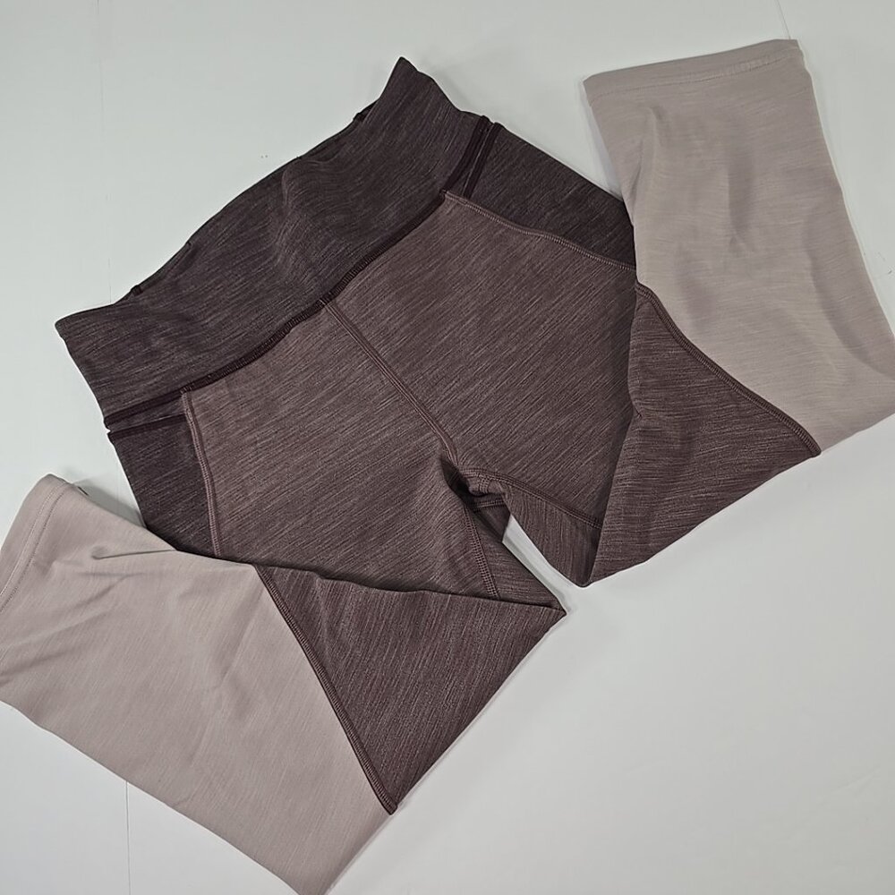 LULULEMON EARLY EXTENSION HIGH-RISE CROP HEATHERED PLUM WOMENS SIZE 8 W/ POCKETS